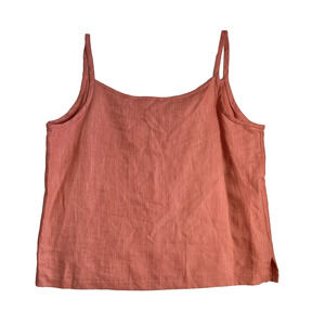 Vtg Orange Red 100% Linen Tank Top M Minimalist Cottagecore Summer Staple USA